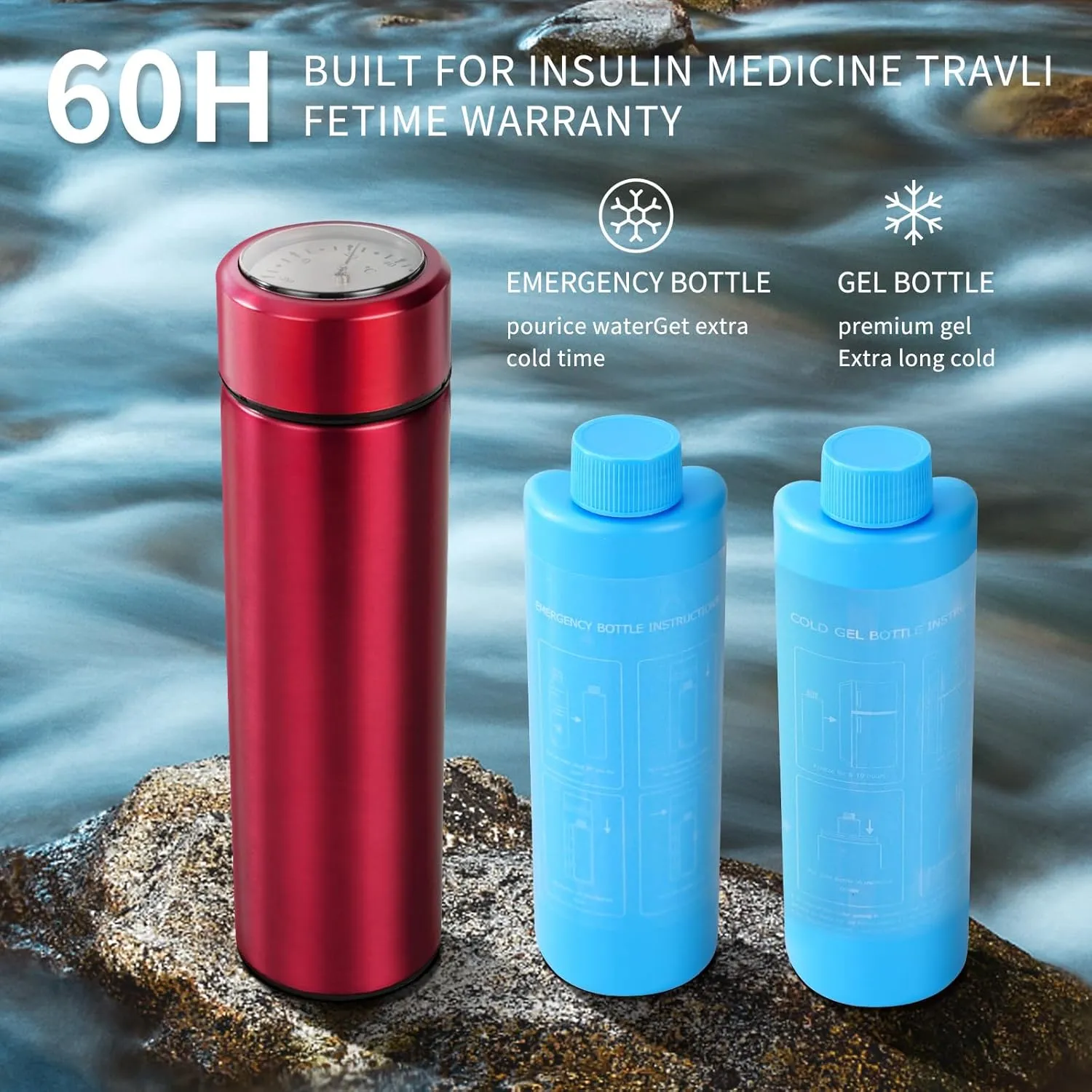 60H Insulin Pens Cooler Travel Case Medication Cooler for Travel TSA Approved Medicine Cooler Medical Diabetic Travel Cooler Bag Epipen Carry Case