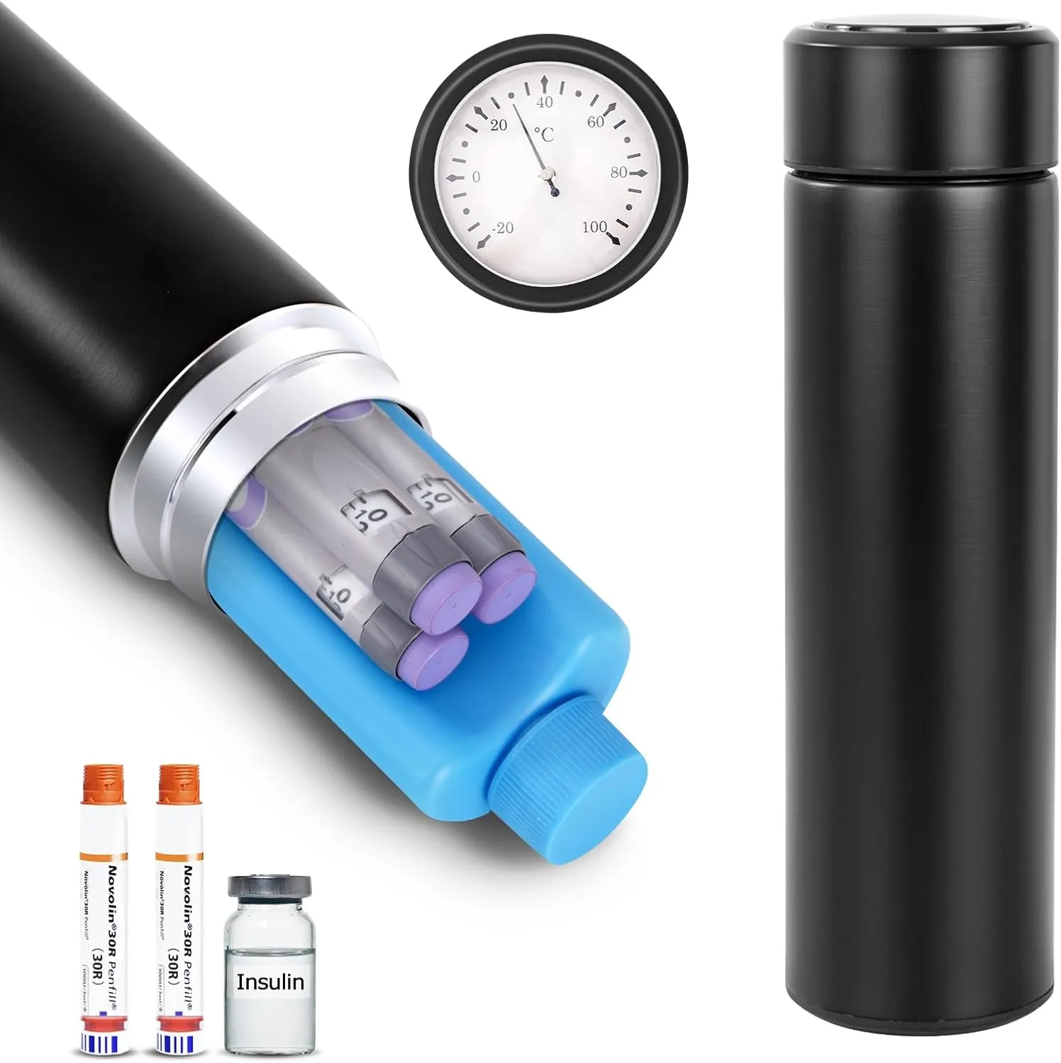 60H Insulin Pens Cooler Travel case Temp Display Medication Cooler for Medicine Cooler Travel TSA Approved Diabetic Medical Cooler Diabetes Cooler Bag Black