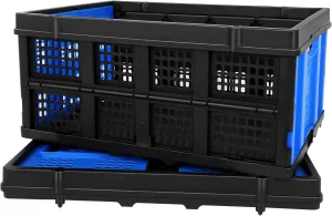 60L Portable Collapsible Storage Crate, Large Capacity Collapsible Milk Crate, Collapsible Crate, Practical Organizer for Heavy Duty Storage Crates for Bathroom, Office, Outdoor Garden