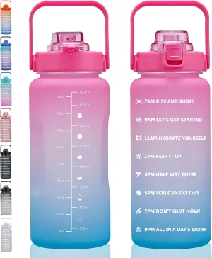 64oz,100oz,128oz Large Motivational Water Bottle with Time Marker, Leakproof & BPA Free Half Gallon Big Water Bottle with Straw Handle Tritan Frosted Water Jug for Gym,Fitness,Outdoor Sports