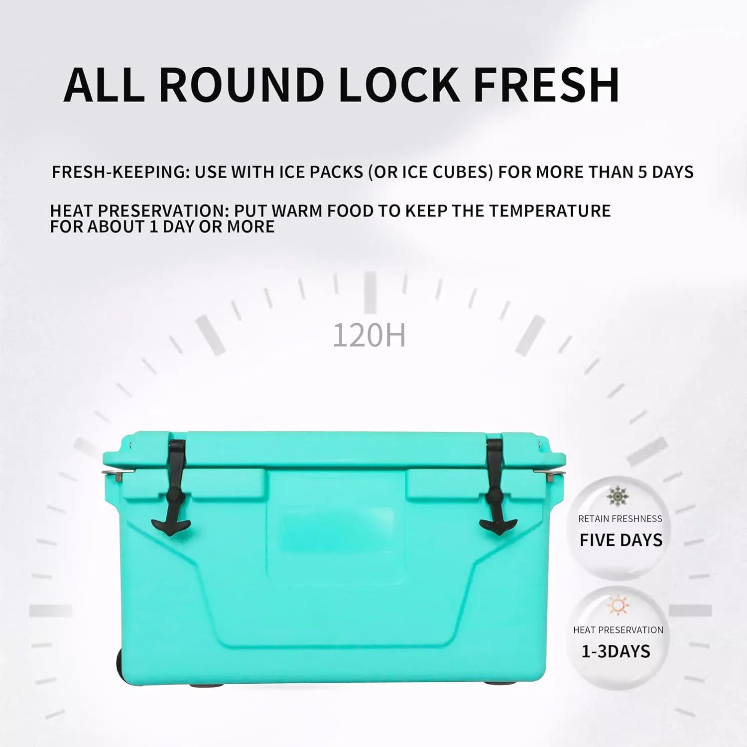 65QT Multifunction Outdoor Camping Coolers, Portable Cooler with Wheels and Heavy Duty Handle, Ice Chests and Coolers for Camping, Fishing, Travel, Beach