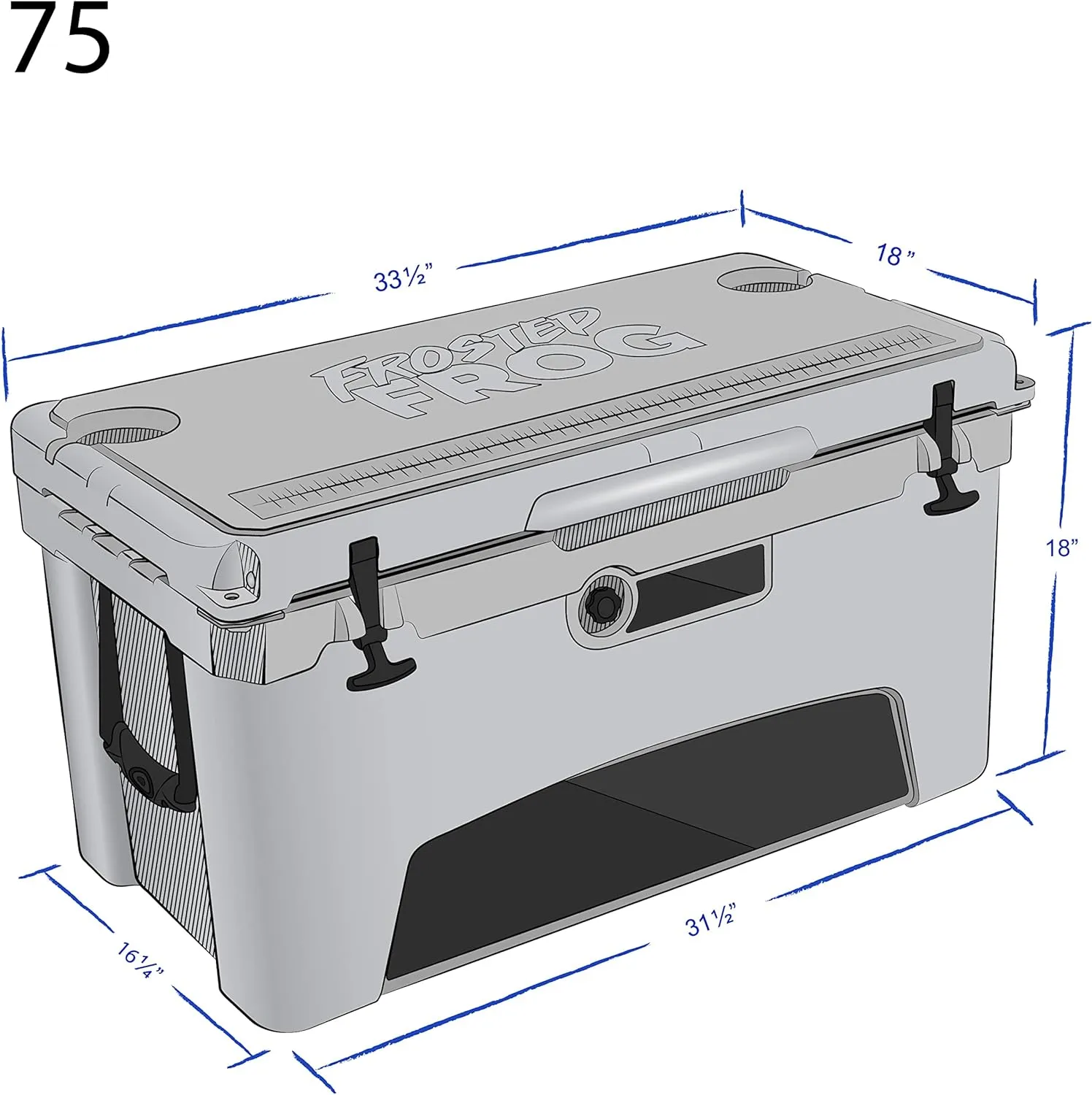 75 Quart Ice Chest Heavy Duty High Performance Roto-Molded Commercial Grade Insulated Cooler