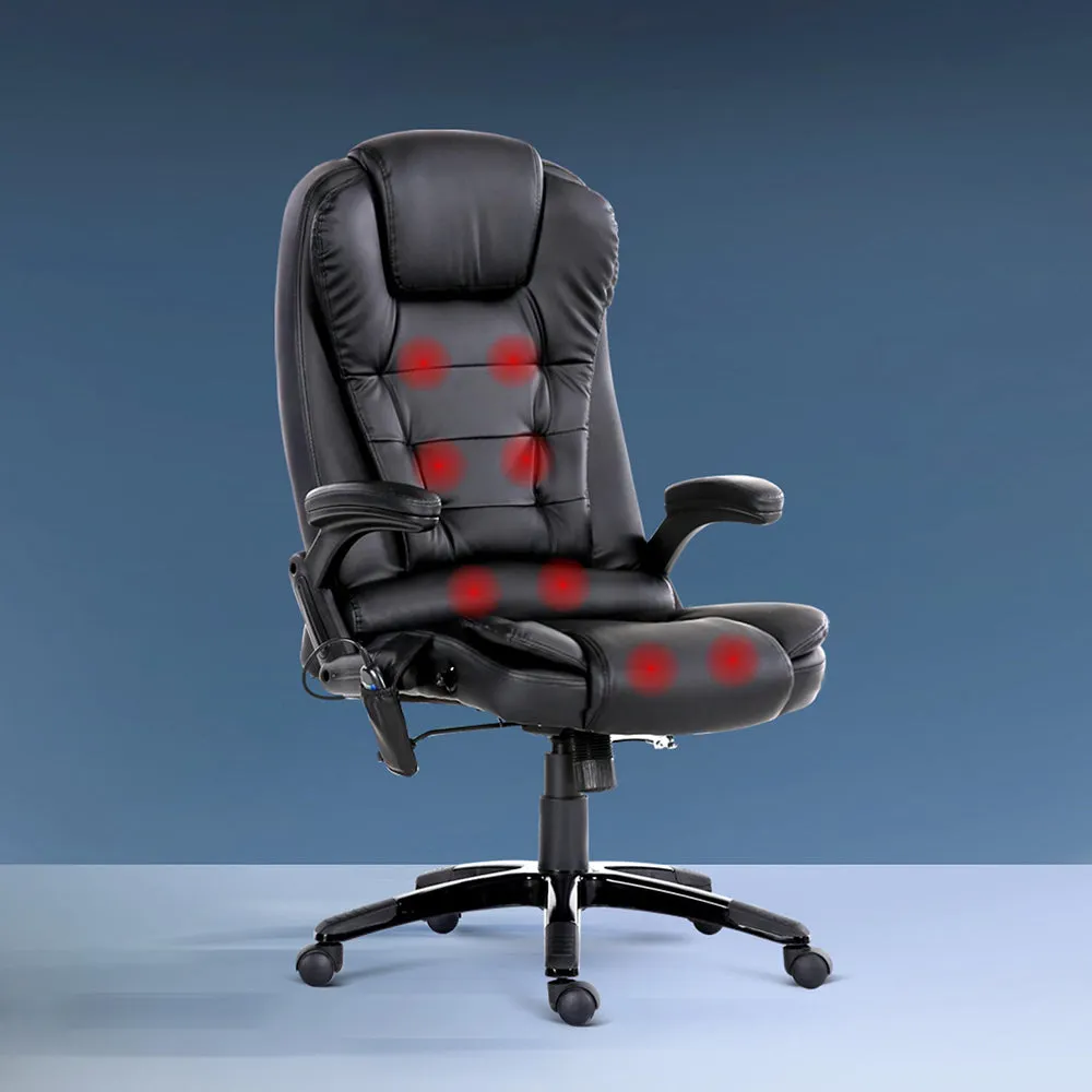 8-Point Massage Office Chair PU Leather - Black