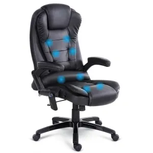 8-Point Massage Office Chair PU Leather - Black