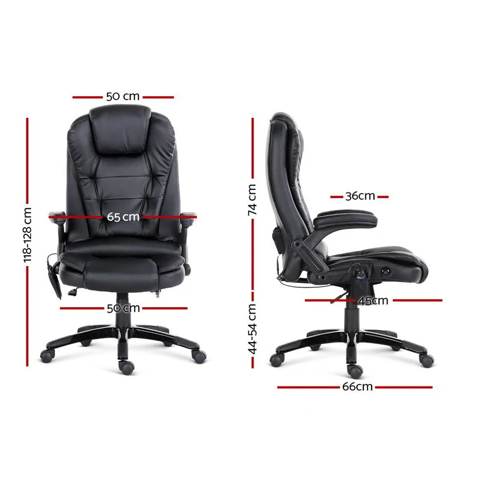 8-Point Massage Office Chair PU Leather - Black