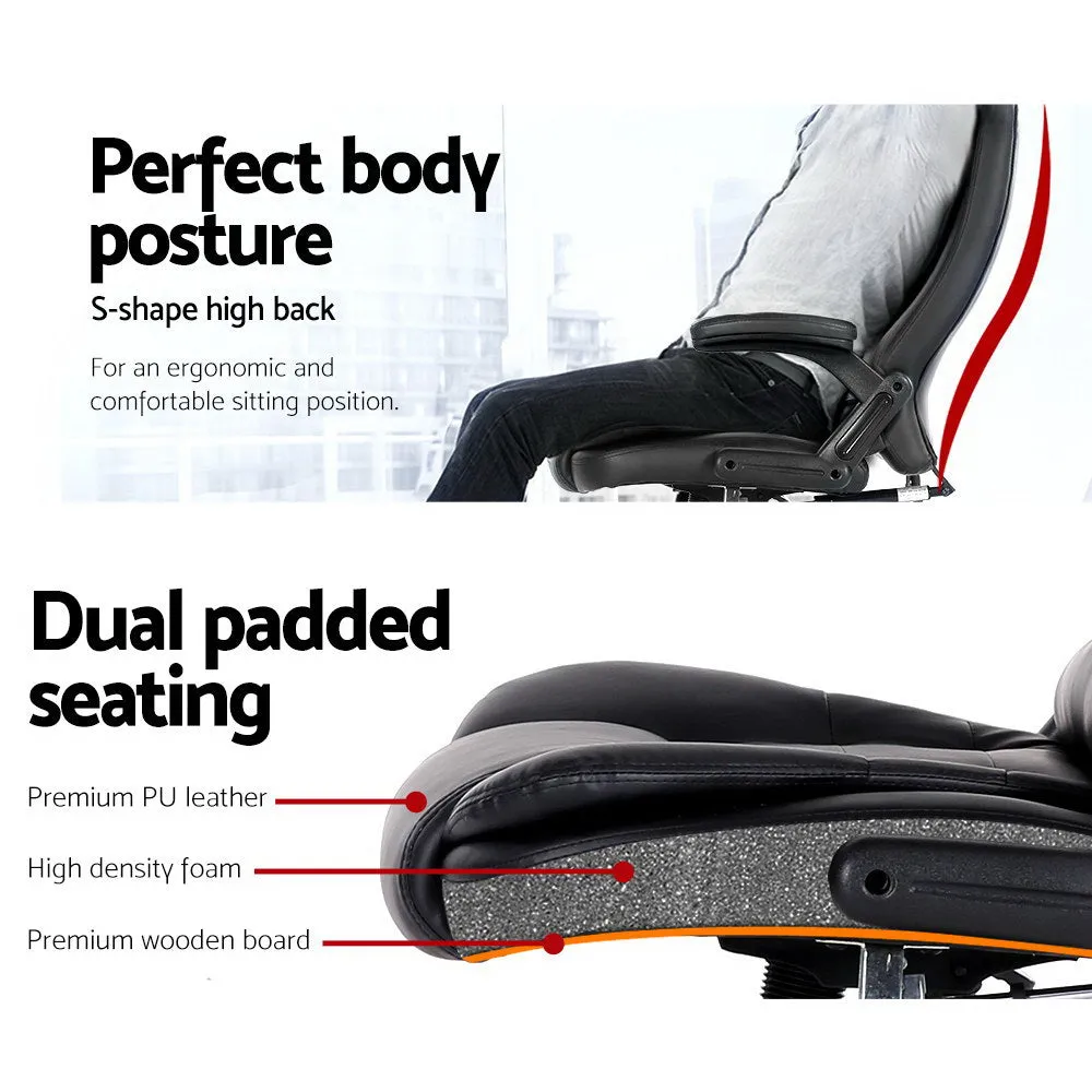 8-Point Massage Office Chair PU Leather - Black