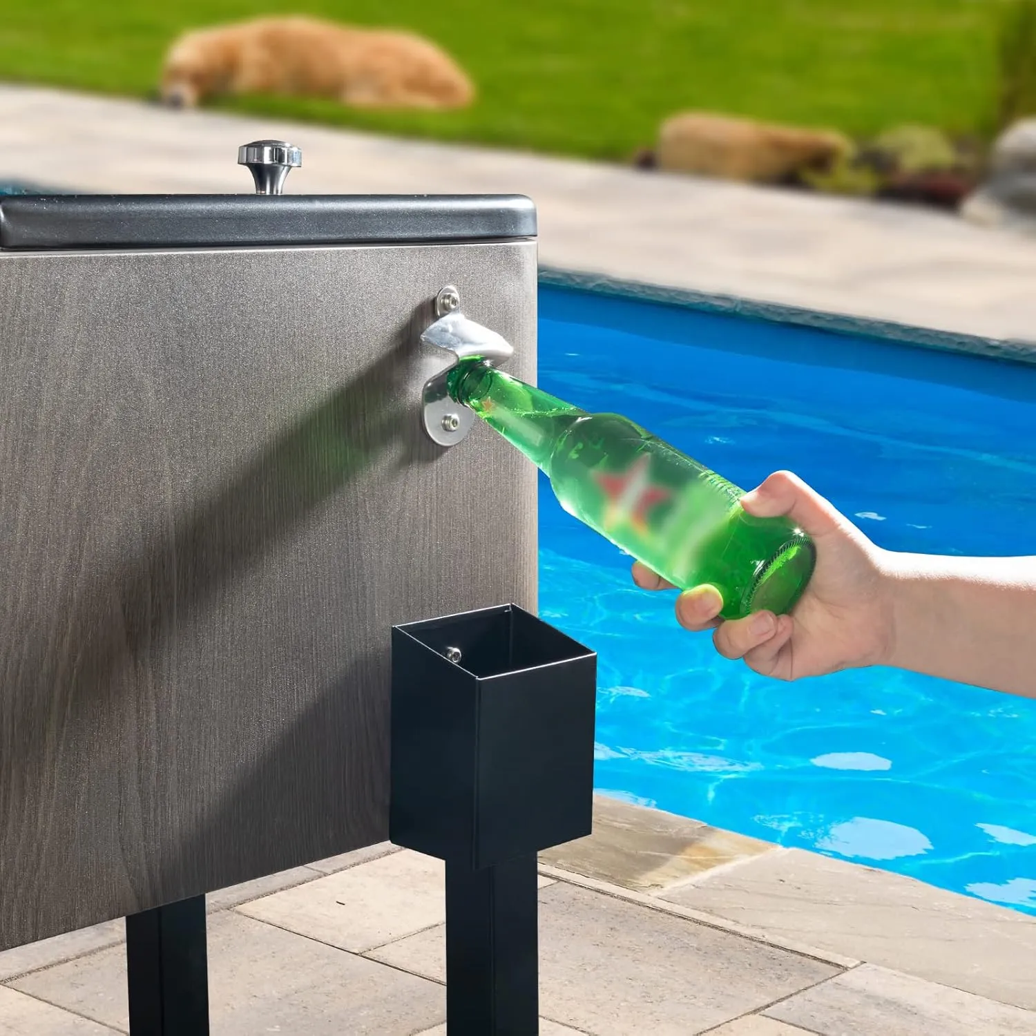 80 Quart Rolling Cooler Cart with Shelf and Bottle Opener for Patio Party