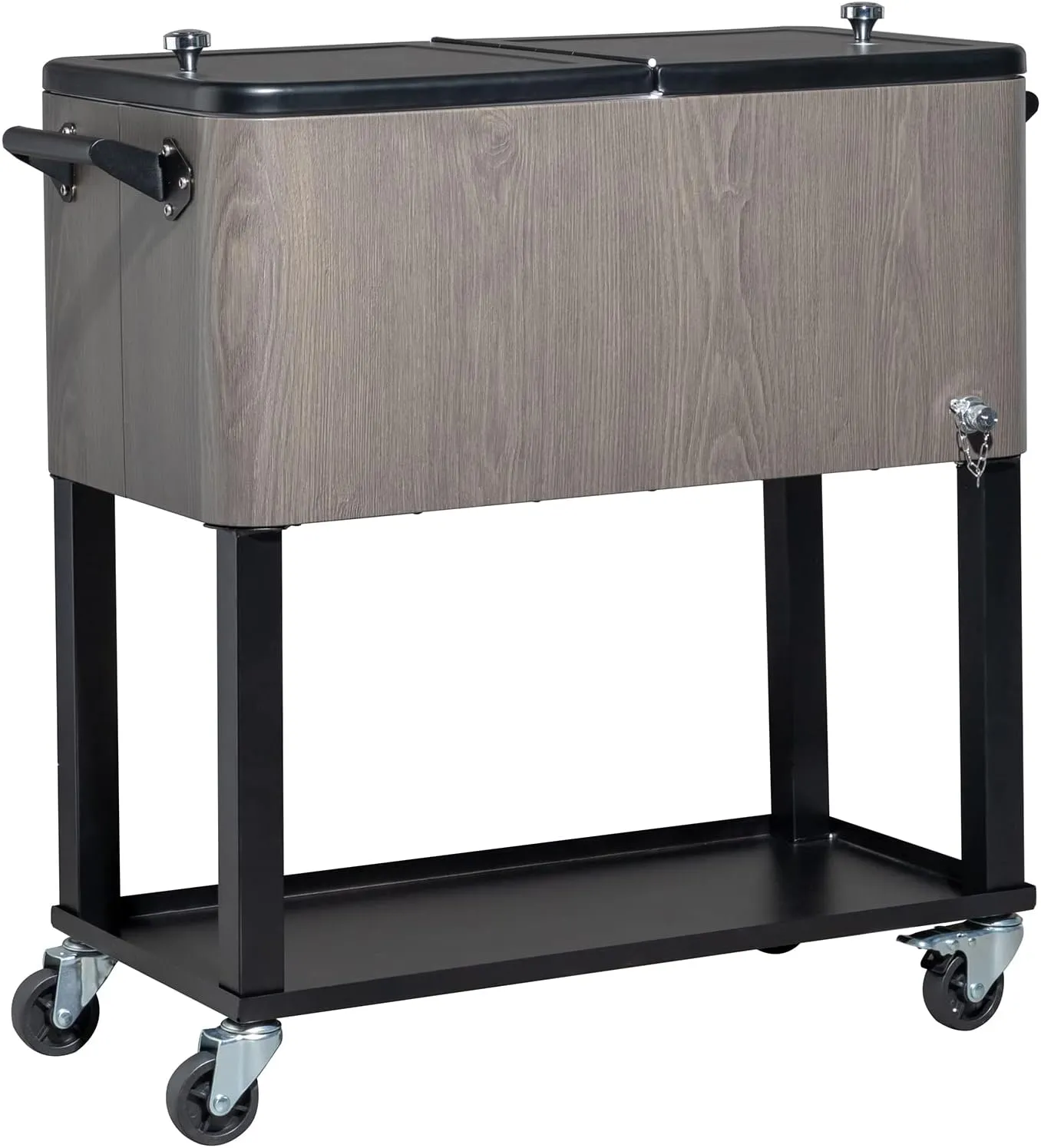 80 Quart Rolling Cooler Cart with Shelf and Bottle Opener for Patio Party