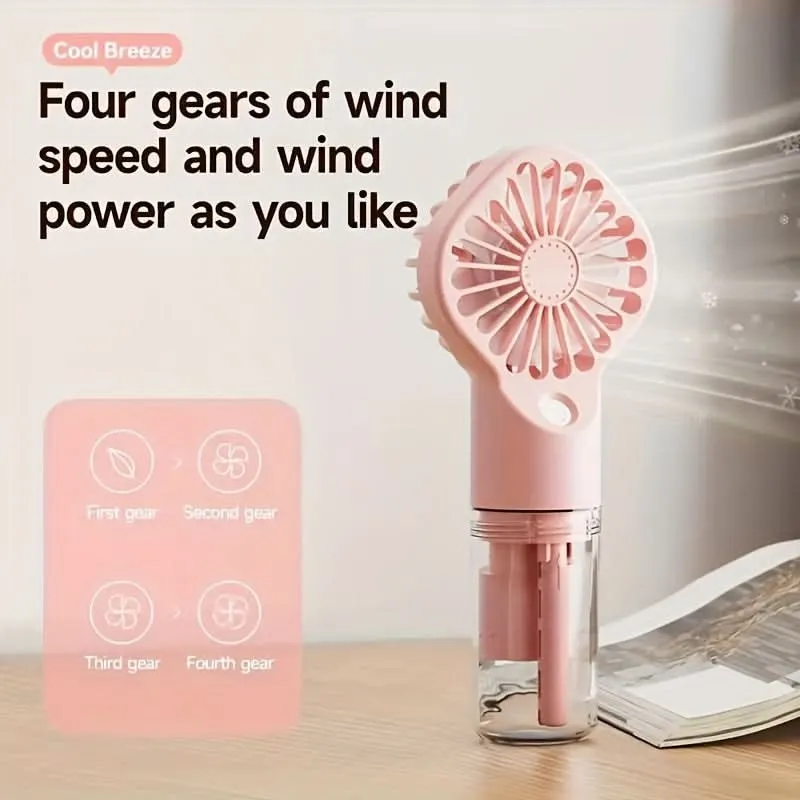 800mAh USB Rechargeable Misting Fan – Portable Handheld Bladeless