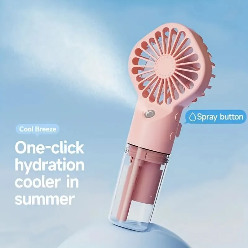 800mAh USB Rechargeable Misting Fan – Portable Handheld Bladeless