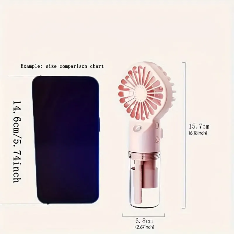 800mAh USB Rechargeable Misting Fan – Portable Handheld Bladeless