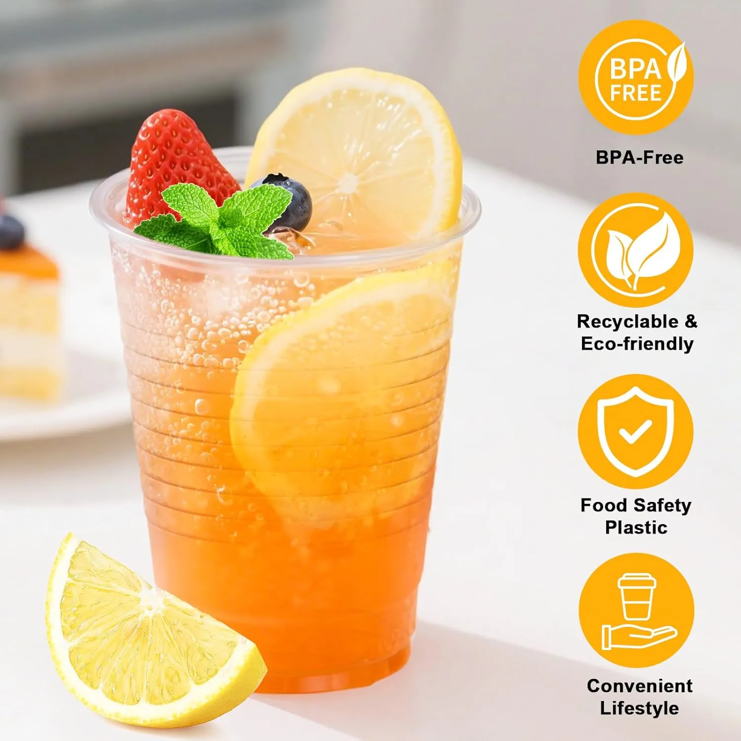9 oz Clear Plastic Cups, 500 Count Bulk, PP Clear Plastic Cups for Party with Higher Heat Resistance, Suit for Hot Beverages, Soda, Juice (9oz 500count)