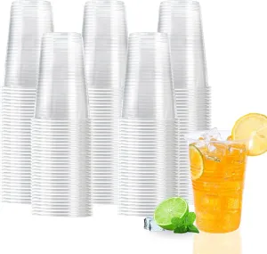 9 oz Clear Plastic Cups, 500 Count Bulk, PP Clear Plastic Cups for Party with Higher Heat Resistance, Suit for Hot Beverages, Soda, Juice (9oz 500count)