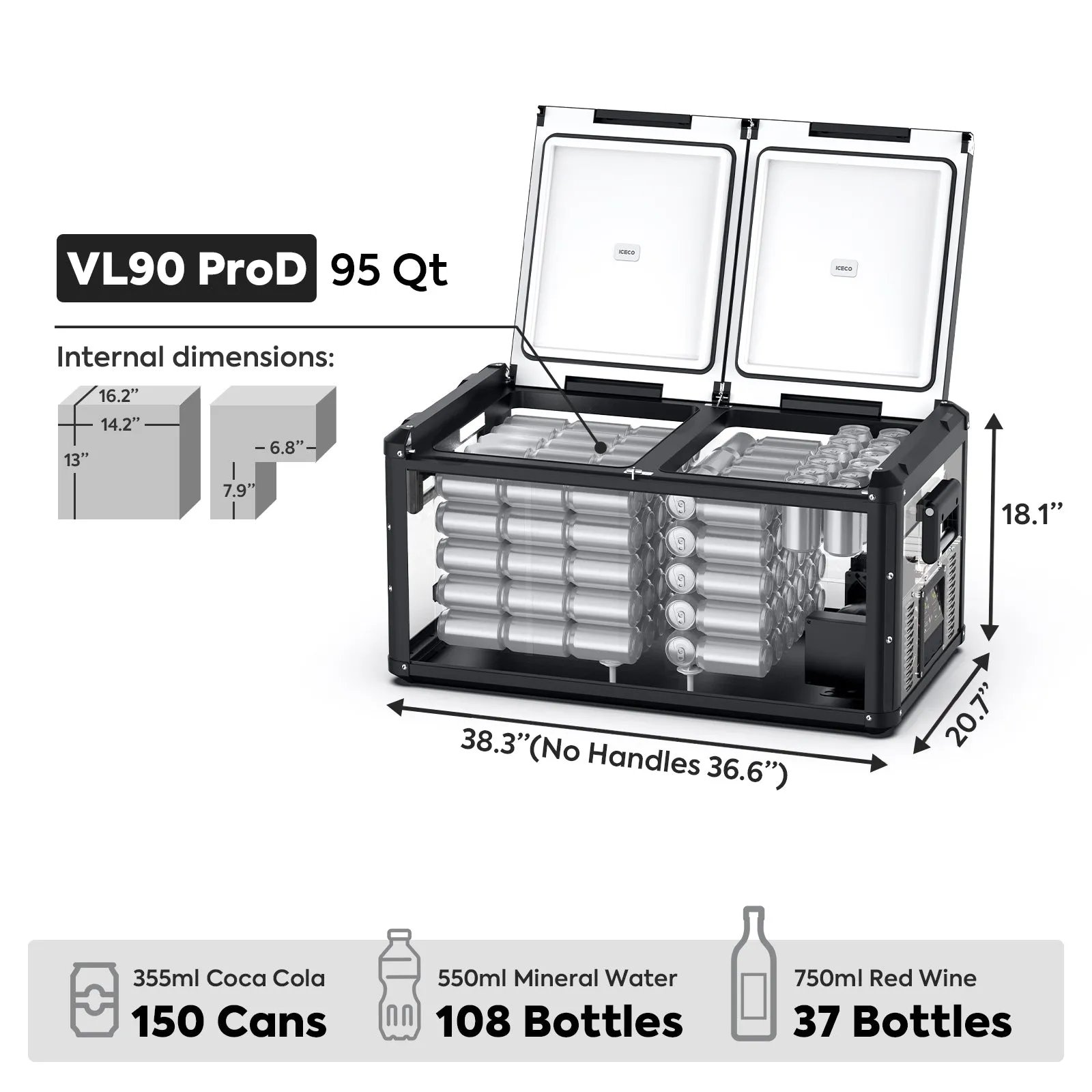 95QT VL90ProD Dual Zone RV 12 volt Fridge Freezer | ICECO