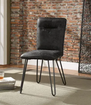 ACME Orchards Side Chair (Set-2), Antique Ebony Top Grain Leather & Antique Black