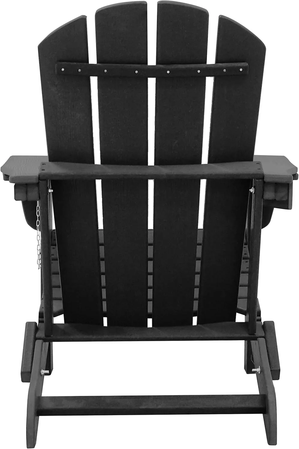 Adirondack Chairs, HDPE All-Weather Adirondack Chair, Fire Pit Chairs (Folding with Cup Holders, Black)