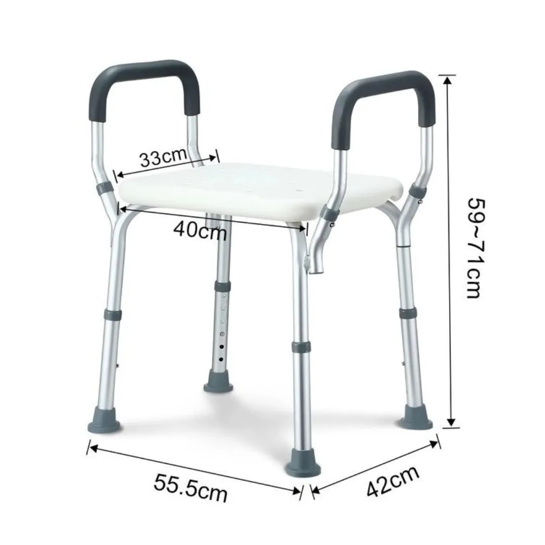 Adjustable Shower Stool Chair With Padded Armrests