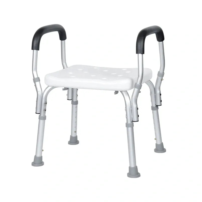Adjustable Shower Stool Chair With Padded Armrests