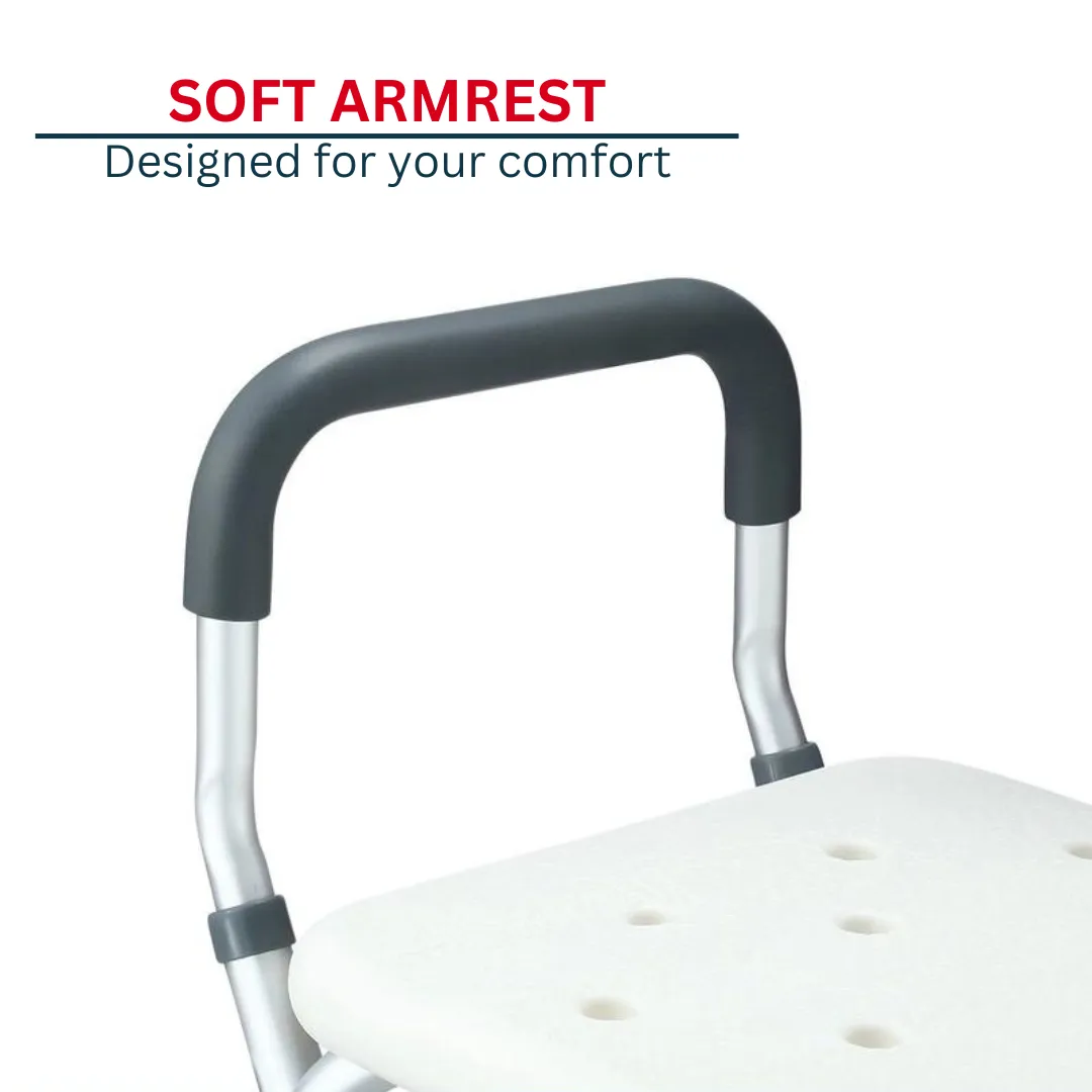 Adjustable Shower Stool Chair With Padded Armrests