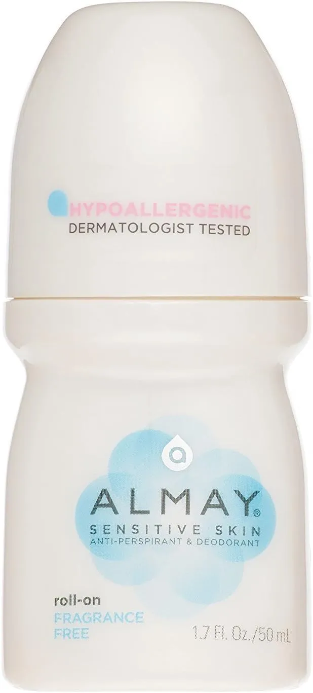Almay Anti-Perspirant & Deodorant, Sensitive Skin, Roll-On, Fragrance Free 1.7 oz (Pack of 10)