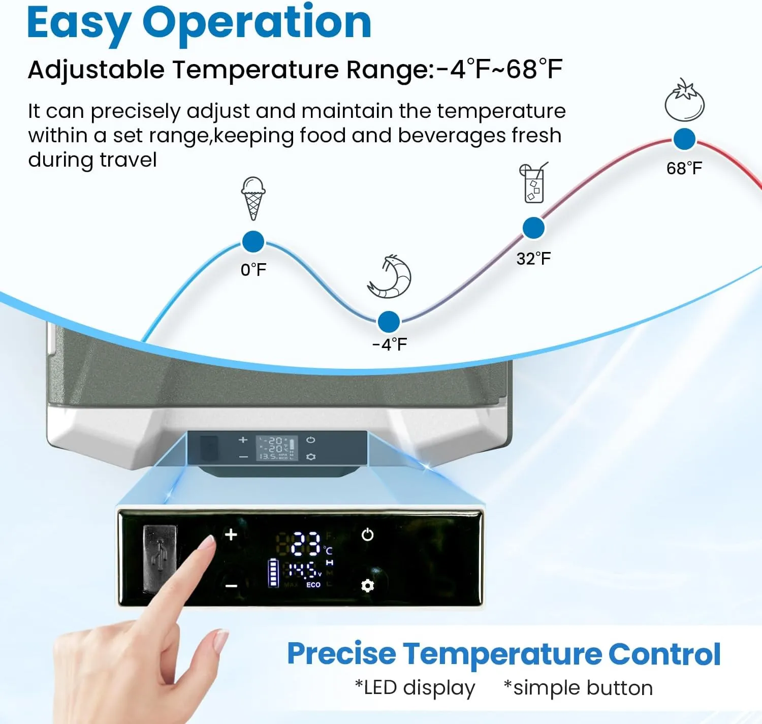 Alpicool Car Refrigerator 12 Volt Refrigerator 46 Quart Portable Freezer 12V Car Fridge Portable Fridge Freezer 12/24V DC 110~240 Volt AC for Truck RV Camper SUV Electric Cooler for Camping -4℉-68℉