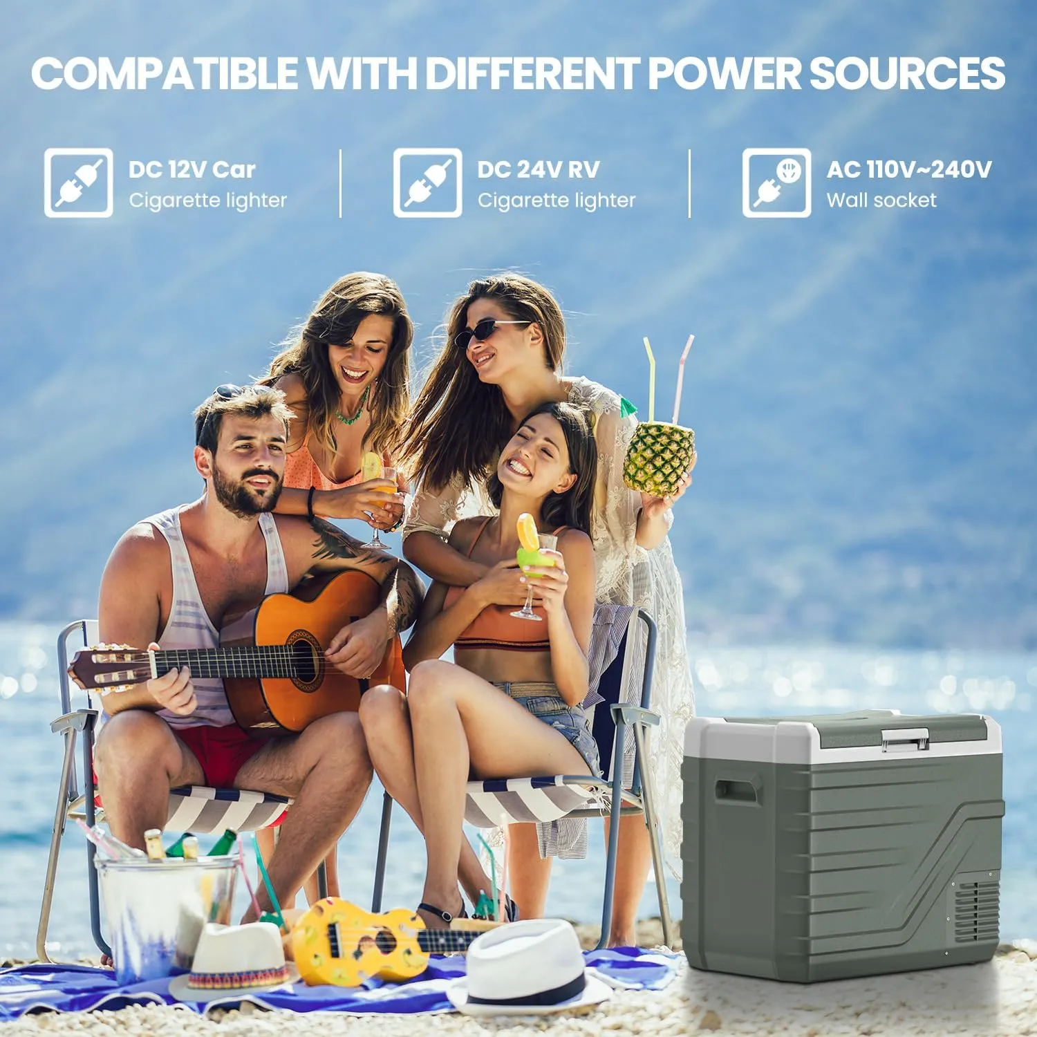 Alpicool Car Refrigerator 12 Volt Refrigerator 46 Quart Portable Freezer 12V Car Fridge Portable Fridge Freezer 12/24V DC 110~240 Volt AC for Truck RV Camper SUV Electric Cooler for Camping -4℉-68℉