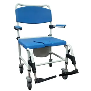 Aluminum Bariatric Rehab Shower Commode Chair with Two Rear-Locking Casters - 1 Each
