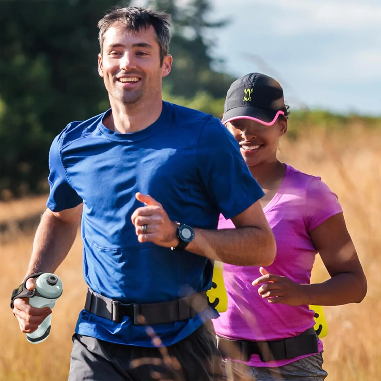 Amphipod Hydraform Ergo Minimalist Handheld Water Bottle, BPA-Free Hydration Pack for Ultra-Running, Marathons & Walking - Charcoal/Green - 16 oz