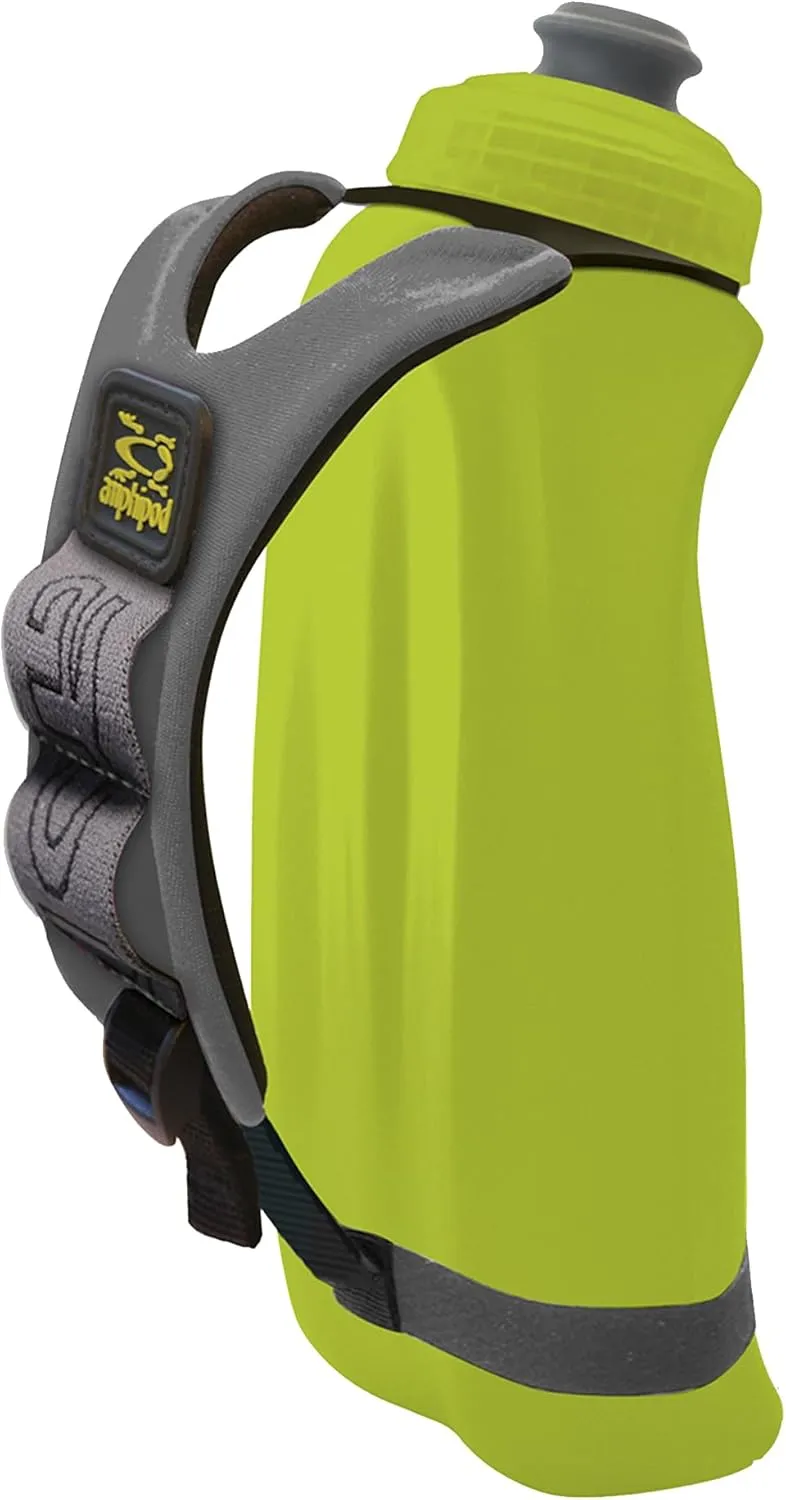Amphipod Hydraform Ergo Minimalist Handheld Water Bottle, BPA-Free Hydration Pack for Ultra-Running, Marathons & Walking - Charcoal/Green - 16 oz