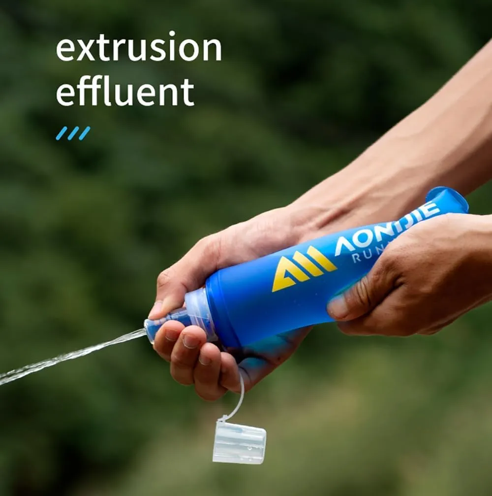 AONIJIE TPU Soft Flask Water Bottle Collapsible Running Flask for Hydration Pack, BPA Free, Wide Opening, for Outdoor Sports Hydration