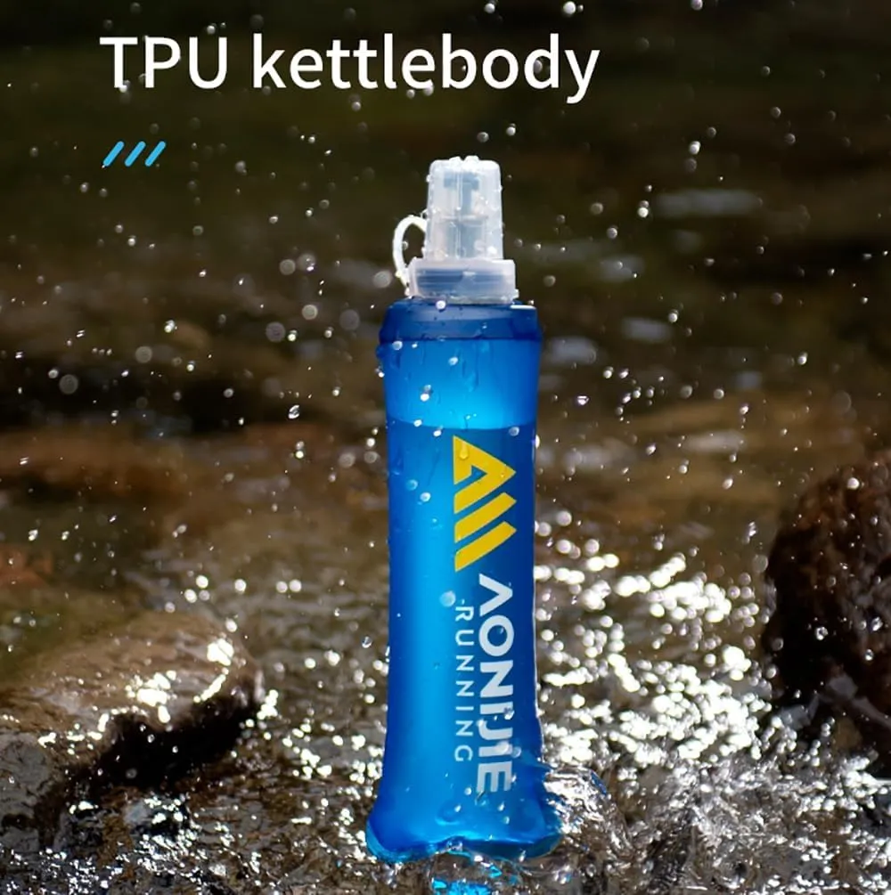 AONIJIE TPU Soft Flask Water Bottle Collapsible Running Flask for Hydration Pack, BPA Free, Wide Opening, for Outdoor Sports Hydration