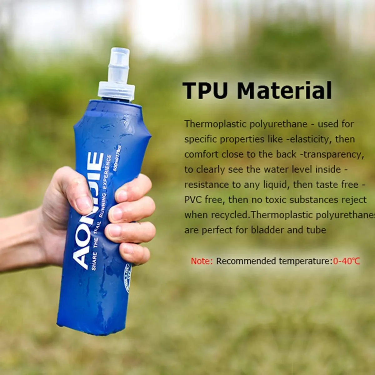 AONIJIE TPU Soft Folding Water Bottles Collapsible Flask for Hydration Pack for Running Hiking Cycling Climbing Pack of 2 (250ml with Straw -Pack of 2)