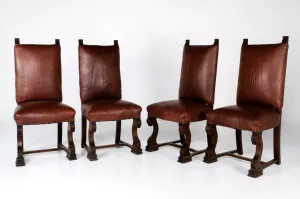 ART DECO ANTIQUE HIGH BACK REST THRONE DINING CHAIRS