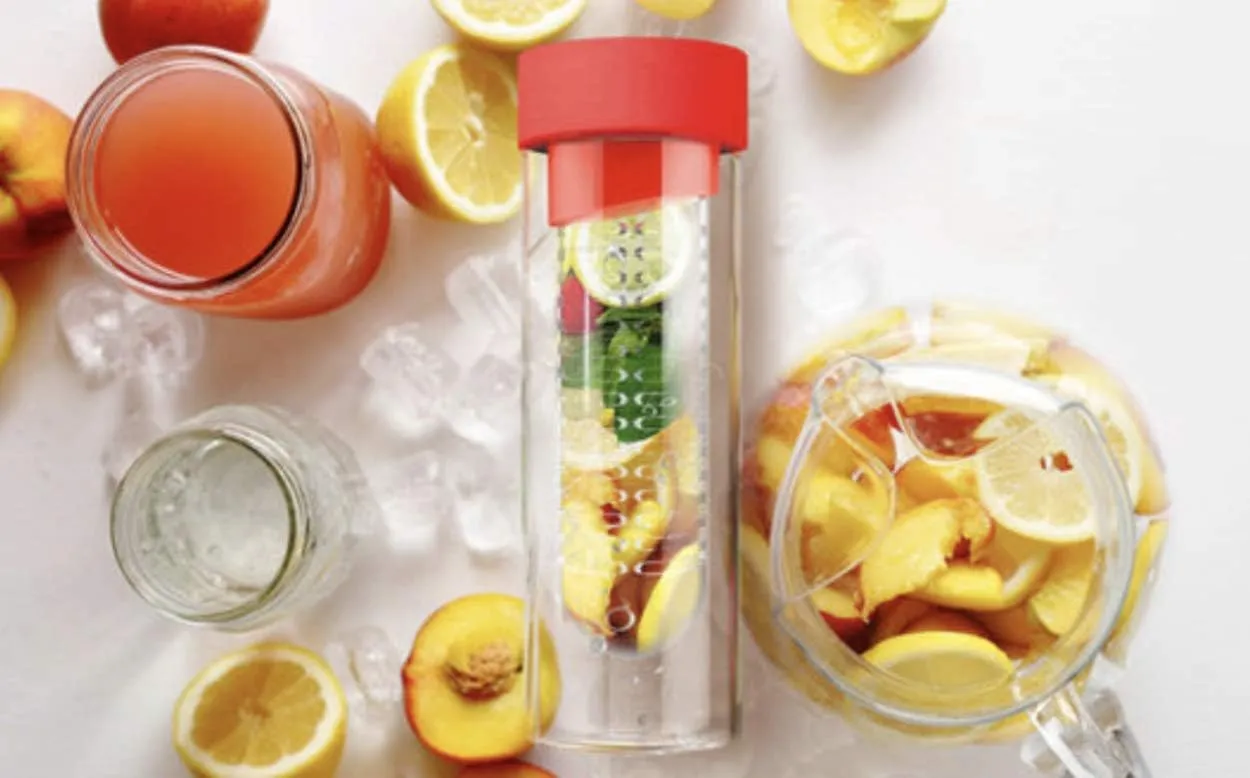 Asobu Flavor It 20 Ounce Glass Water Bottle With Fruit Infuser, Yellow Silver