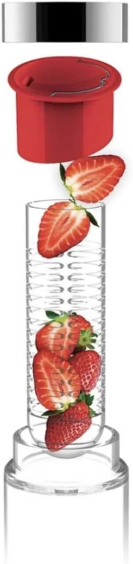Asobu Flavor It 20 Ounce Glass Water Bottle With Fruit Infuser, Yellow Silver