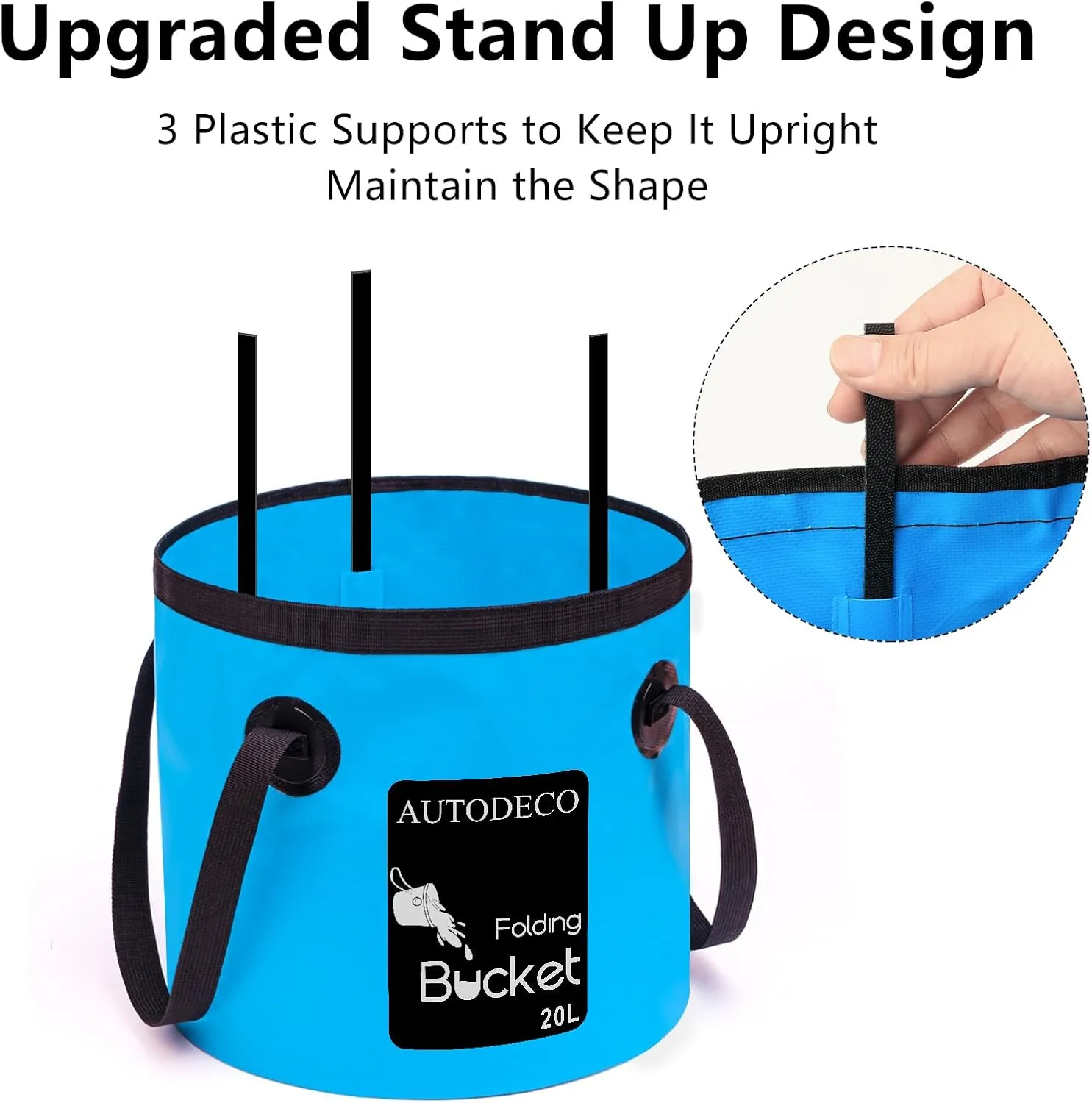 AUTODECO 5 Gallon Collapsible Bucket Water Container Portable Wash Basin for Fishing Camping Car Washing Hiking 20L