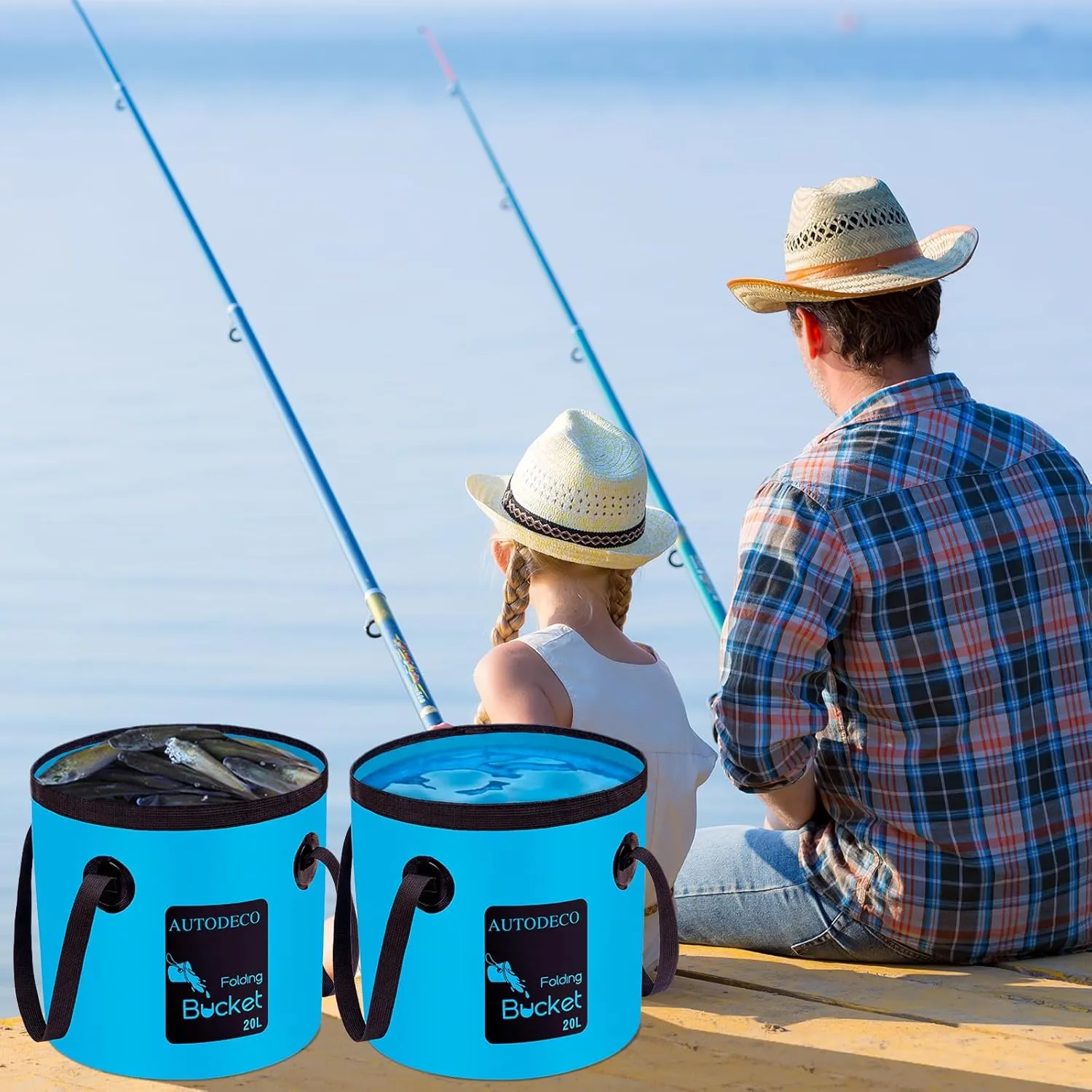 AUTODECO 5 Gallon Collapsible Bucket Water Container Portable Wash Basin for Fishing Camping Car Washing Hiking 20L