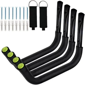 Aweilan Kayak Rack Wall Mount, Canoe Hanger Hooks, Heavy Duty Garage Hooks, for Hanging Outdoor Beach Folding Chair Bicycle Surfboard Snowboard Paddle Board (4 Pack)