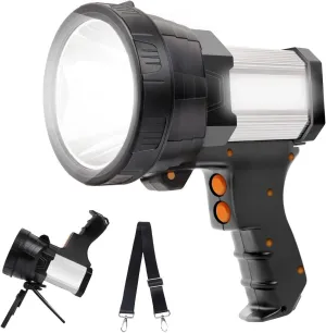 AYMZ Rechargeable Spotlight,120000 Lumen LED Handheld Spotlight 10000mAh High Power Waterproof Flashlight with Foldable Tripod for Hunting Boat Camping