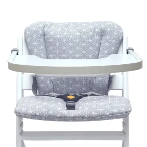 Baby Seat Cushion Set Washable for Alpha Hauck High Chair - Happy Star Grey - Made in Germany