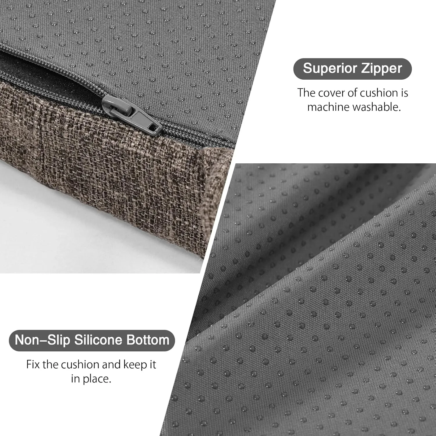 baibu Set of 4 Metal Chair Cushions with Ties, 14In Non-Slip Metal Dining Chair Pads Kitchen Seat Cushion with Machine Washable Cover, 14x14x1.5in, Brown