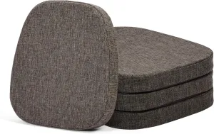 baibu Set of 4 Metal Chair Cushions with Ties, 14In Non-Slip Metal Dining Chair Pads Kitchen Seat Cushion with Machine Washable Cover, 14x14x1.5in, Brown