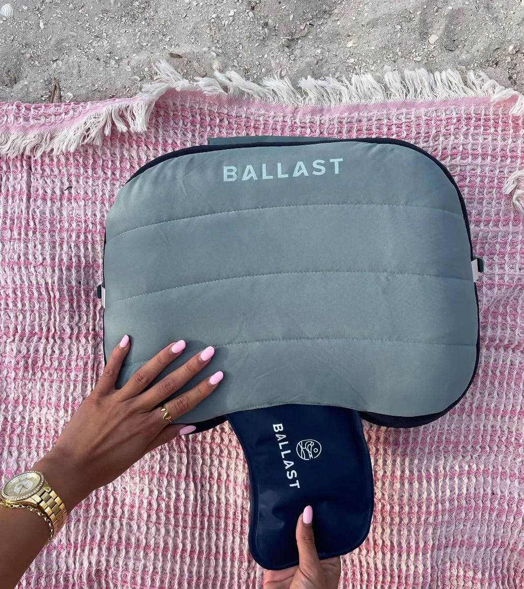 Ballast Cool Combo Beach Pillow - One Inflatable Pillow   One Cooling Pack Bundled Together, The Best Way to Chill at The Beach, Pool, Or Camping (Moonlight Grey)