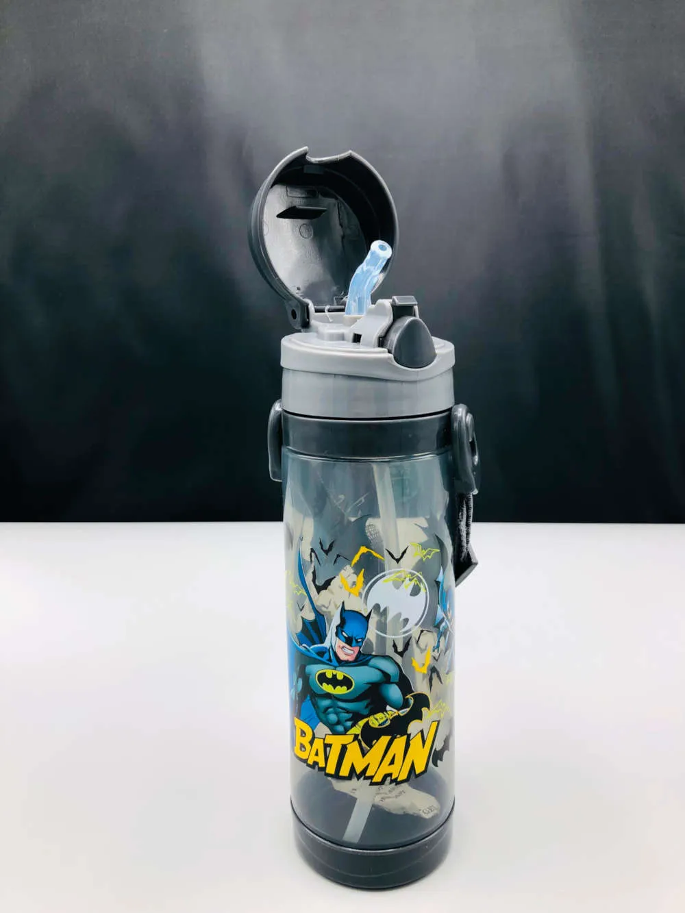Batman BPA Free Plastic Water Bottle Sipper With Straw Push lock System For Girls
