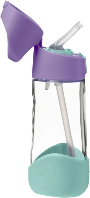 b.box 15 oz Tritan Drink Bottle: Kids Water Bottle w/Straw & Lid for School, Travel, Daycare. Spill & Leak Proof. Easy Grip Triangle Shape. BPA Free, Dishwasher Safe.