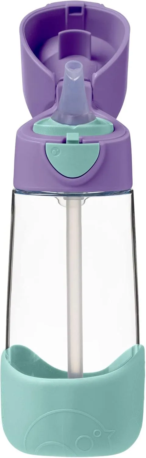 b.box 15 oz Tritan Drink Bottle: Kids Water Bottle w/Straw & Lid for School, Travel, Daycare. Spill & Leak Proof. Easy Grip Triangle Shape. BPA Free, Dishwasher Safe.