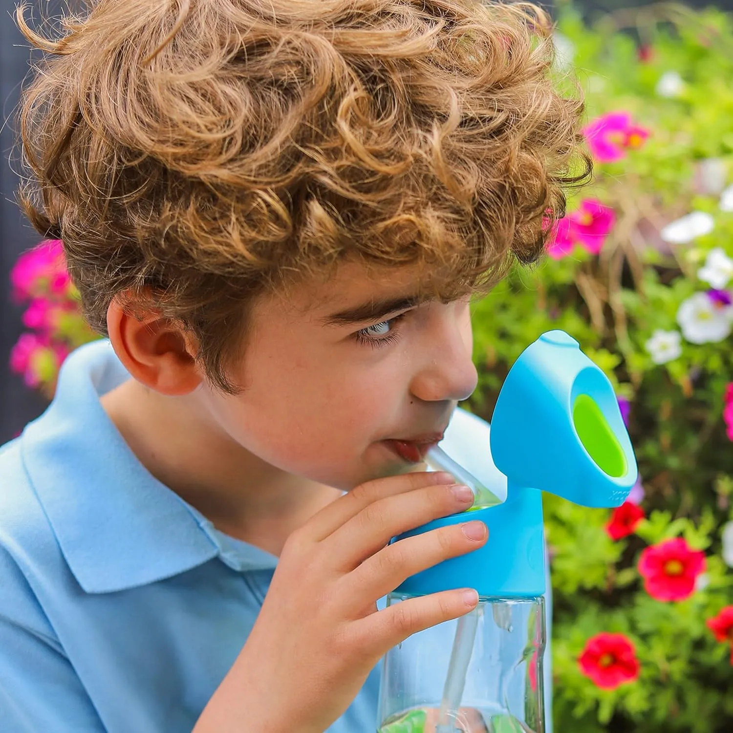 b.box 15 oz Tritan Drink Bottle: Kids Water Bottle w/Straw & Lid for School, Travel, Daycare. Spill & Leak Proof. Easy Grip Triangle Shape. BPA Free, Dishwasher Safe.