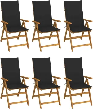 Beach Chairs, Outdoor Furniture,Outside Furniture,Folding Patio Chairs 6 pcs with Cushions Solid Acacia WoodFor Gardens, patios, Balconies