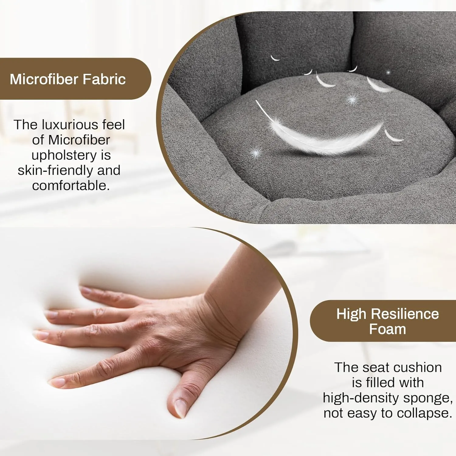 Bean Bag Sofa Chair with Ottoman Set of 2, Comfy Microfiber Large Lazy Sofa with Footstool, Oversized Upholstered Fluffy Beanbag Chair with Memory Foam Filler for Living Room, Bedroom, Grey