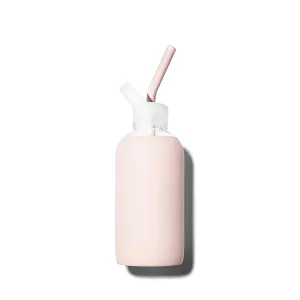 bkr Little Tutu Sip Kit Bundle - 16 oz/500ml Smooth Glass Water Bottle with Removable Silicone Sleeve and Carrying Loop   Set of 3 Soft Silicone Angled Straws   Straw Cap - Ballet Pale Peachy Pink